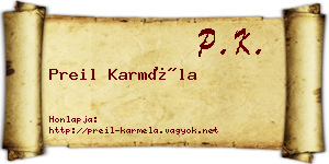 Preil Karméla névjegykártya